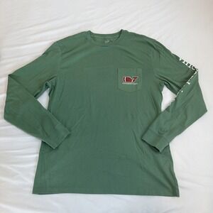 Vineyard Vines Mens Size Medium Long Sleeve T Shirt Football Whale Green NWOT